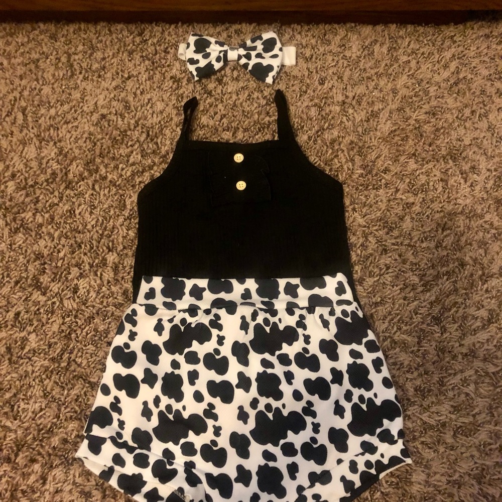 Baby Girl Cow Print Outfit
